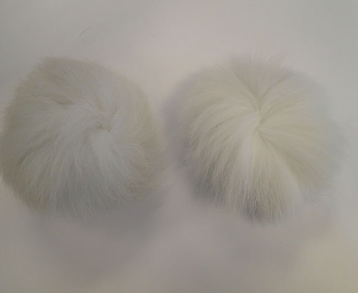 Fox Fur Pom Pom-White-10cms