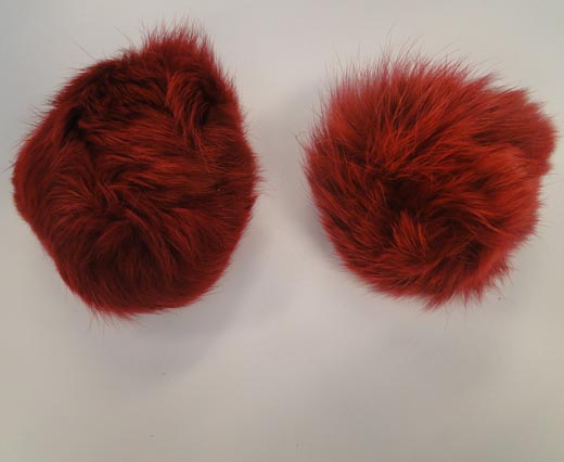 Rabbit Fur Pom Pom-Wine Red-10cms