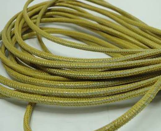 Round stitched nappa leather cord Lizard Prints-Yellow Lizard- 2.