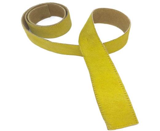 Hair-On Leather Belts-Yellow
