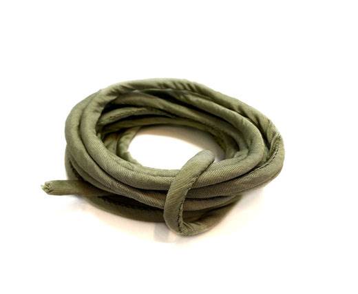 Real silk cords with inserts - 3mm - OLIVE