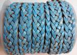 10mm Flat Braided- SE BLUE WITH WHITE BASE  - 5 ply braided Leat