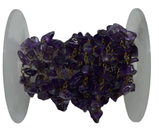 Gemstone chips chain Amethyst