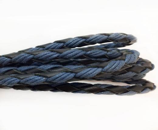 Braided leather with cotton - Blue  AND Black -8mm