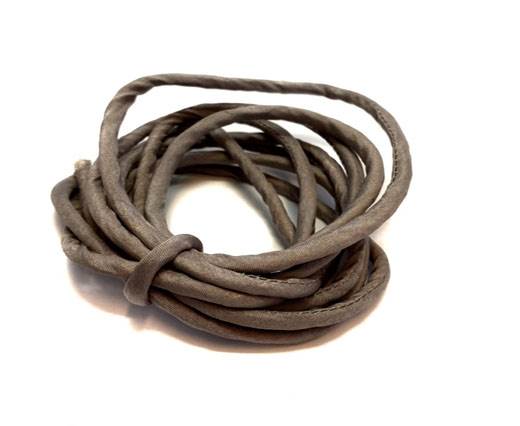 Real silk cords with inserts - 4 mm - Grey