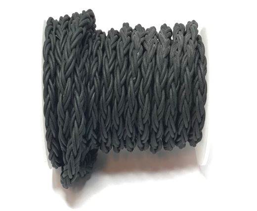 Round Bolo Twist Leather Cord-6mm- Black