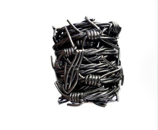 Leather cords - Barbed wire - Black - 1-01
