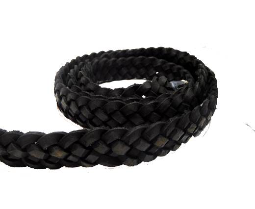 Flat braided cord - 20mm by 4mm - Vintage Black