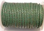Round Braided Leather Cord SE/B/2015-Forest Green - 4mm