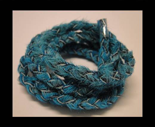 Braided Round Hair-on Leather-Turquoise-5mm