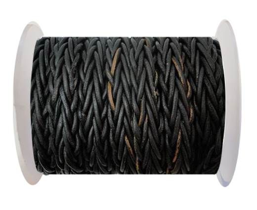 Plaited Round Leather cords -14mm - Vintage Brown