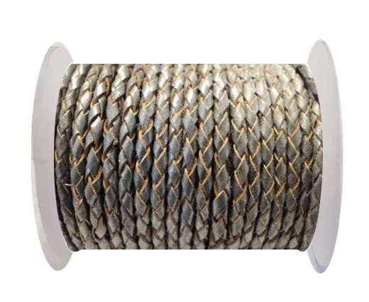 Round Braided Leather Cord SE/B/2026-Dark Grey - 5mm