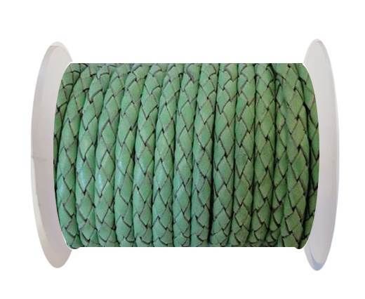 Round Braided Leather Cord SE/B/2034-Light Mint - 6mm