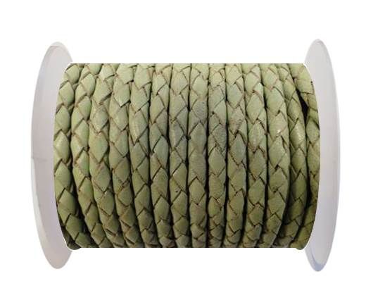 Round Braided Leather Cord SE/B/516-Pastel Green - 3mm