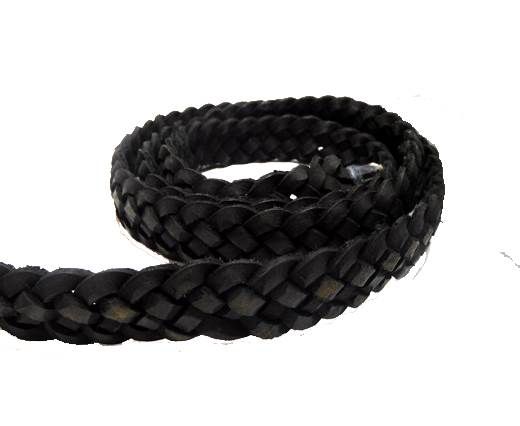 Flat braided cord - 20mm by 4mm - Vintage Black at wholesale