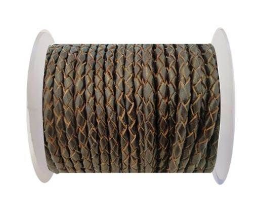 Round Braided Leather Cord SE/R/03-Brown-natural egdes-8mm