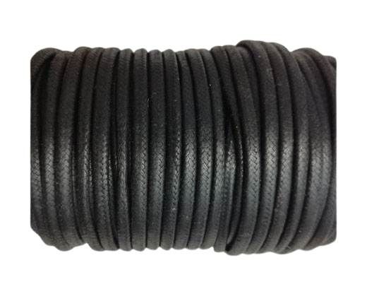 Flat Wax Cotton Cords - 4mm - Black
