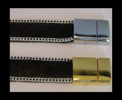 Hair-On Leather with Gold Chain-Dark Brown Silver
