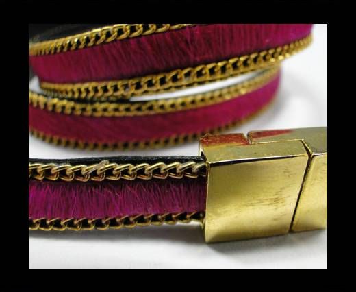 Hair-On Leather with Gold Chain- 10 mm - Fuchsia