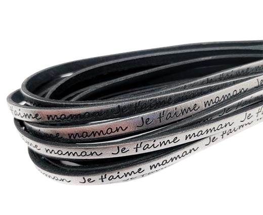 Real Flat Leather-5MM- Je t_aime - Silver