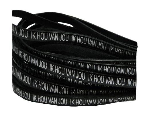 Real Flat Leather-5MM-IK HOU VAN JOU-silver-Black