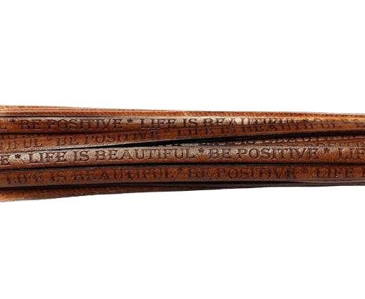Real Flat Leather-5MM-Life is Beautiful-BROWN