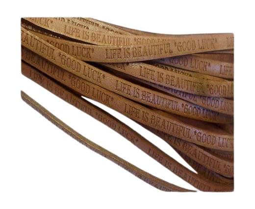 Real Flat Leather-5MM-Life is Beautiful-Natural