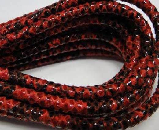 Round stitched nappa leather cord Snake Skin Red Pyton-6mm