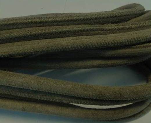 Round stitched nappa leather cord Olive Green-4mm