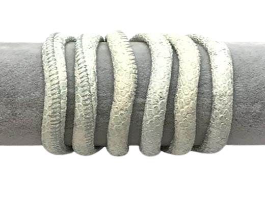 Real Round Nappa Leather cords 6mm- Snake style-Turquoise white