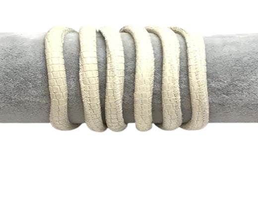 Real Round Nappa Leather cords 6mm- Snake style-White