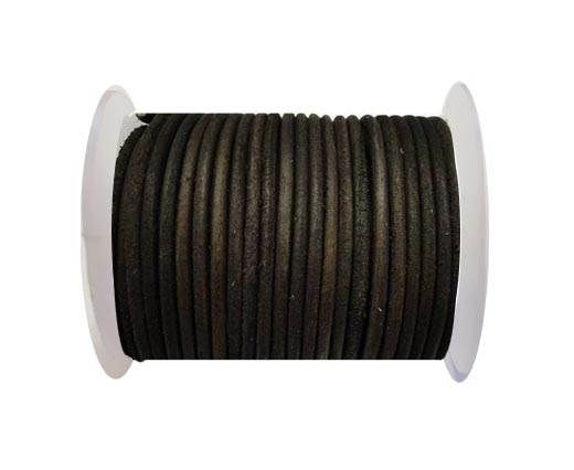 Round Leather Cord  Vintage Oily Brown -4mm