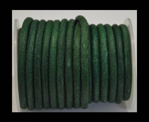 Round Leather Cord - Vintage Green-5mm