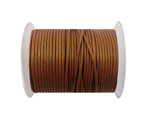 Round leather cord-2mm-metallic dark yellow