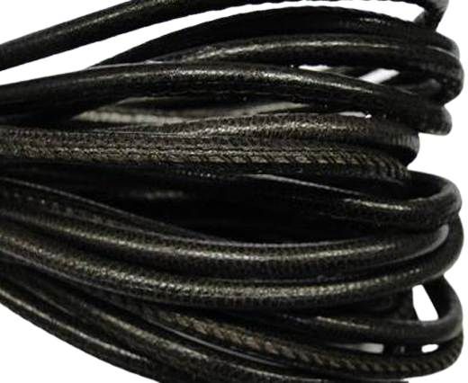 Round stitched nappa leather cord 4mm-Dark brown