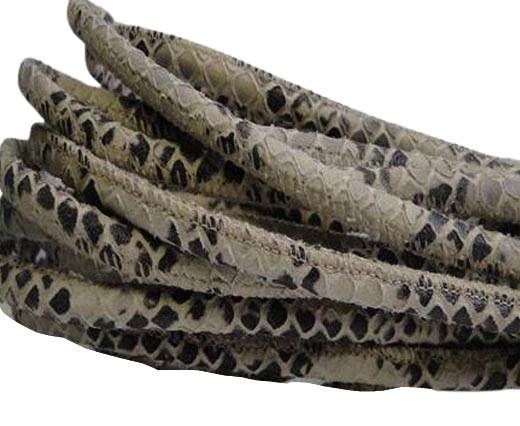 Round stitched nappa leather cord Snake style- Ivory -4mm