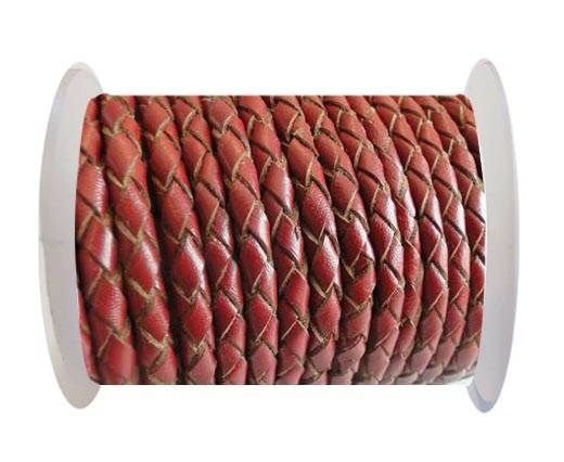 Round Braided Leather Cord SE/B/2021-Red Wine-4mm