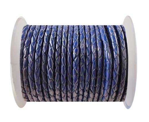Round Braided Leather Cord SE/Dark Blue-4mm