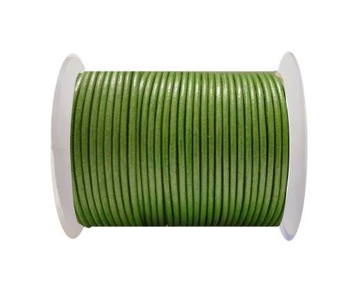 Round Leather Cord SE/R/Metallic Olive Green - 2mm