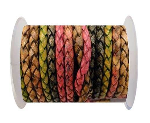 Round Braided Leather Cord SE/DM/05-Sunset - 4mm
