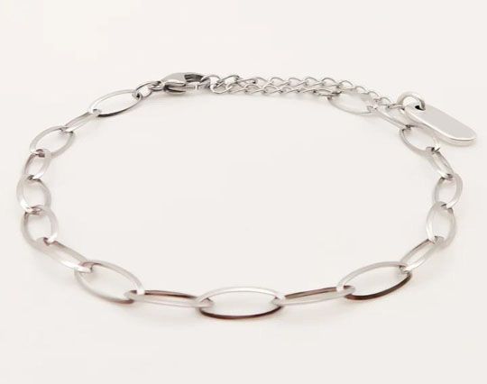 Triangle wire dendritic pearl chain – Silver
