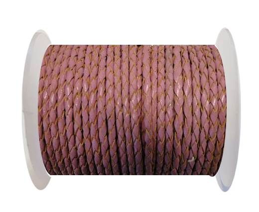 Round Braided Leather Cord SE/B/2014-Pink - 3mm