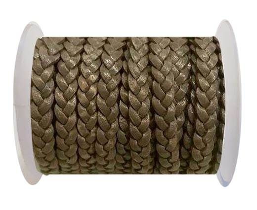 Choti-Flat braided leather 3 ply 5mm - Brown