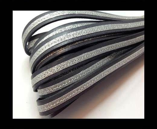 Flat Leather- With Glitter -10mm- Grey Glitter Silver