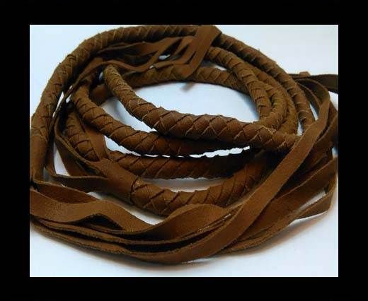 Suede Braided Belts with tassels - 8mm round -Light Brown