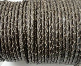 Round Braided Leather Cord SE/M/Bronze-3mm