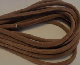 Round stitched nappa leather cord Suede Round-Light Brown-6mm