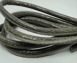 Real Round Nappa Leather cords - Lizard Prints -Taupe Lizard- 6m
