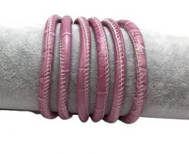 Real Round Nappa Leather cords 6mm- Snake style-Pink