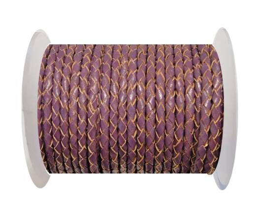 Round Braided Leather Cord SE/B/2004-Purple - 3mm